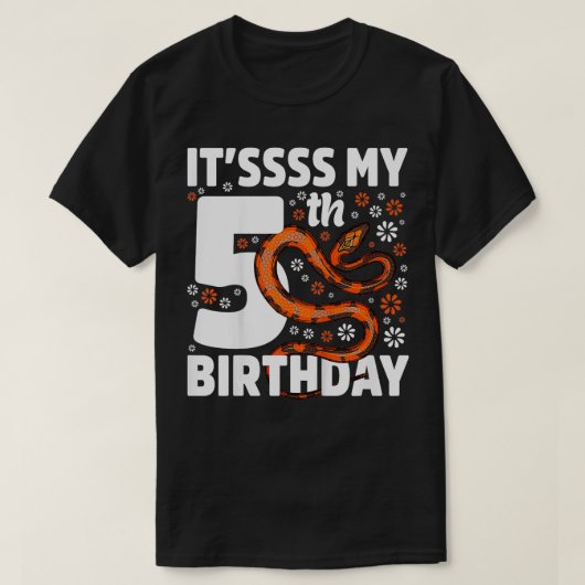 キッズ5歳ヘビ5th誕生日パーティボアピソ tシャツ (デザイン正面)