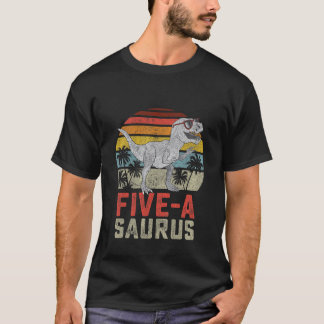 キッズ5歳恐竜誕生日5thTレックスDino F Tシャツ