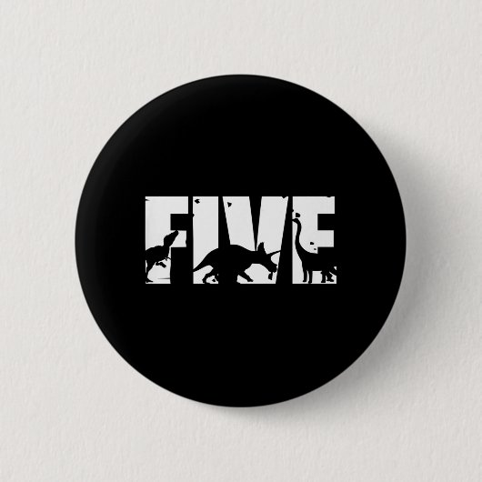 キッズ5歳誕生日少年Tレックスギフト、 缶バッジ (正面)