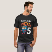 キッズ5歳5忍者誕生日ボーイズパーティーマート Tシャツ (正面フル)
