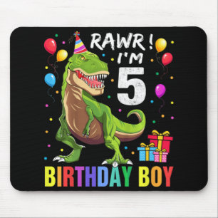 キッズ5歳5誕生日少年Tレックス恐竜 マウスパッド