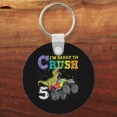 キッズ5歳5誕生日恐竜トレックス少年g キーホルダー (正面)