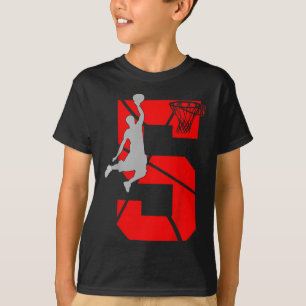 キッズ5歳5thバスケットボール誕生日PartyTheme Tシャツ