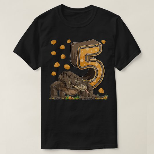 キッズ5歳Komodoドラゴン爬虫類第5誕生日 Tシャツ (デザイン正面)