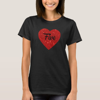 キッズ5誕生日かわいいハートのための女の子5歳 Tシャツ