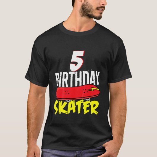 キッズ5誕生日スケータースケートボード – 5誕生日 Tシャツ (正面)