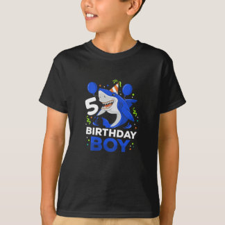 キッズ5誕生日・ボーイ・シャーク・海・テーマ・パーティー5  Tシャツ