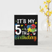 キッズ5th自閉症誕生日パーティー5歳の自閉症 カード (黄色い花)