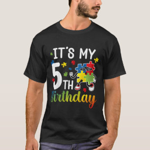 キッズ5th自閉症誕生日パーティー5歳の自閉症 tシャツ