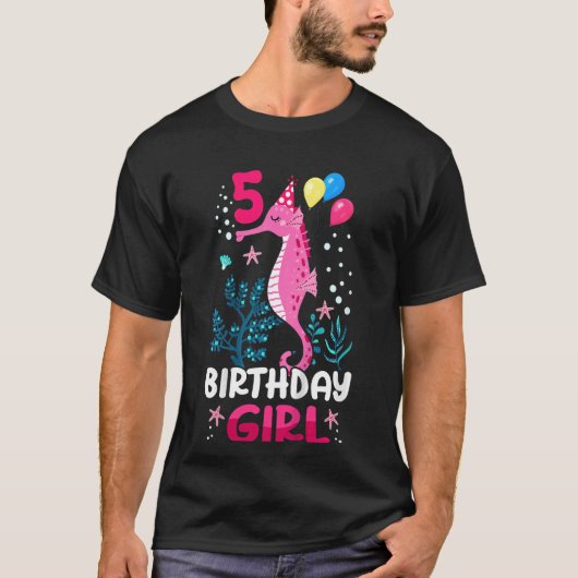 キッズ5th誕生日ガールシーホース海誕生日Fo Tシャツ (正面)