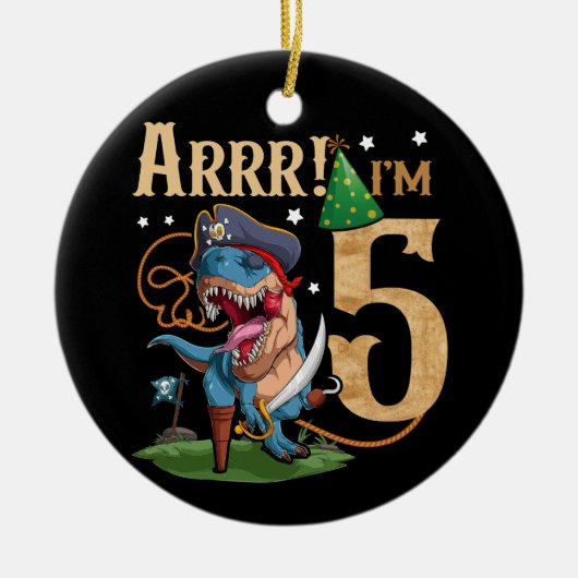 キッズ5th誕生日シャツボーイ5歳パイレーツT Re セラミックオーナメント (正面)