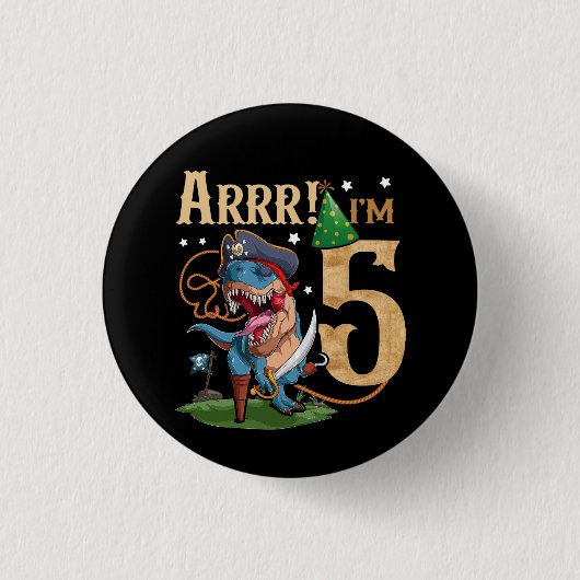 キッズ5th誕生日シャツボーイ5歳パイレーツT Re 缶バッジ (正面)
