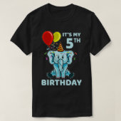 キッズ5th誕生日ゾウその私の5th日パーティー tシャツ (デザイン正面)