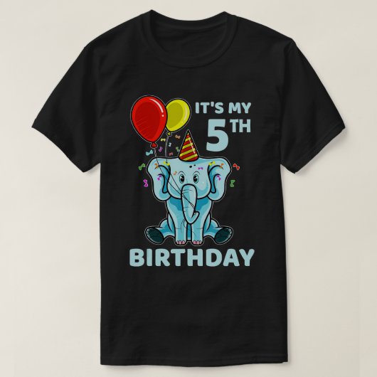 キッズ5th誕生日ゾウその私の5th日パーティー tシャツ (デザイン正面)