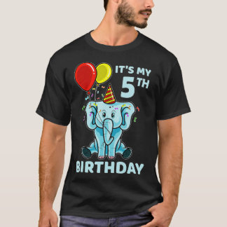 キッズ5th誕生日ゾウその私の5th日パーティー tシャツ