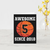 キッズ5th誕生日バスケットボール恋人5歳Vin カード (黄色い花)