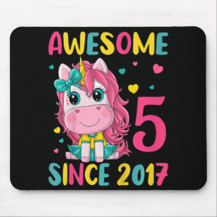 キッズ5th誕生日パーティユニコーン女の子5歳B マウスパッド