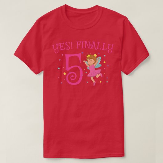 キッズ5th誕生日パーティーケーキおとぎ話ガールプリンチ tシャツ (デザイン正面)
