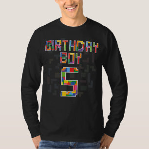 キッズ5th誕生日マスタービルダー建物ブロック tシャツ