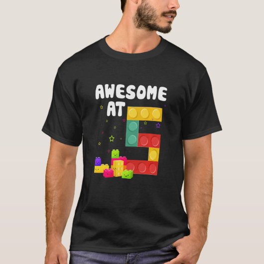キッズ5th誕生日建物ブロックブリッ素晴らしク5 tシャツ (正面)