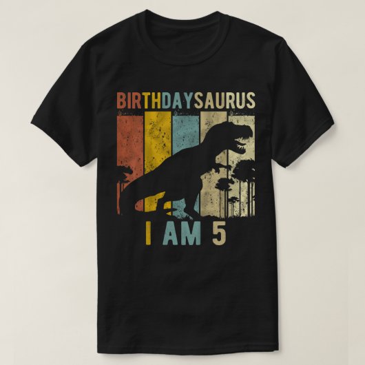 キッズ5th誕生日恐竜Tレックス5歳の誕生日 Tシャツ (デザイン正面)