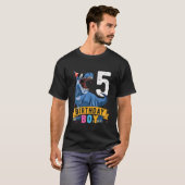 キッズ5th誕生日誕生日男の子Tレックス子供5年O Tシャツ (正面フル)