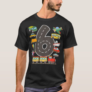 キッズ6年の古い交通誕生日6th少年a tシャツ