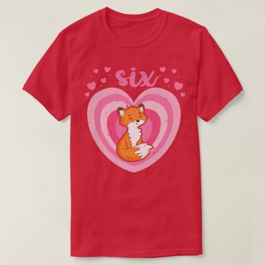 キッズ6歳かわいいキツネ誕生日女の子6th B-day P Tシャツ (デザイン正面)
