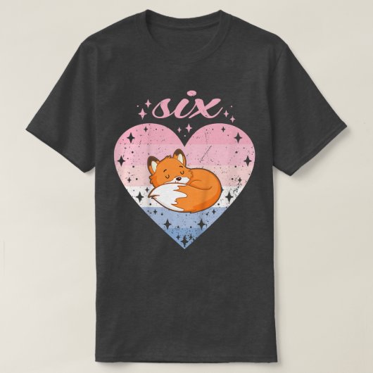 キッズ6歳かわいいキツネ誕生日女の子6th B-day Tシャツ (デザイン正面)