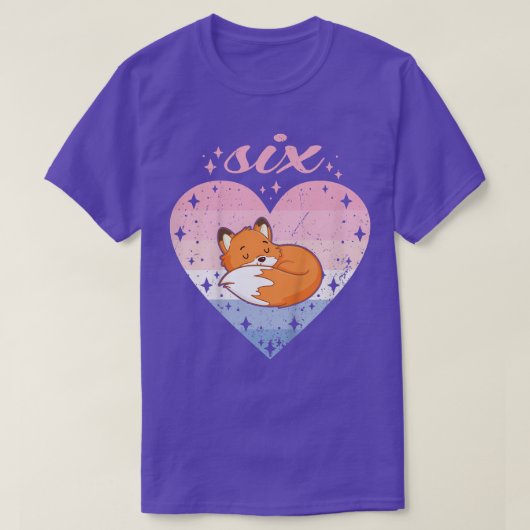 キッズ6歳かわいいキツネ誕生日女の子6th B-day T Tシャツ (デザイン正面)