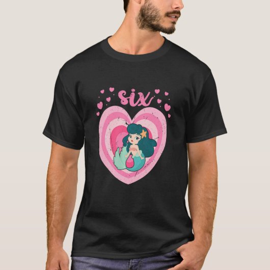 キッズ6歳かわいいマーメイド誕生日女の子6th B D Tシャツ (正面)