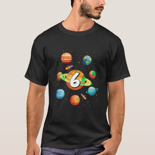 キッズ6歳のシャツ男の子キッズ宇宙太陽の惑星 Tシャツ (正面)
