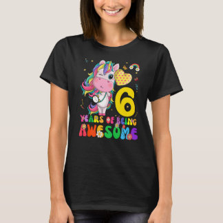 キッズ6歳の女の子10代ユニコーン6誕生日 Tシャツ