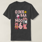 キッズ6歳ガールファーム動物かわいい6番目の誕生日 Tシャツ (デザイン正面)