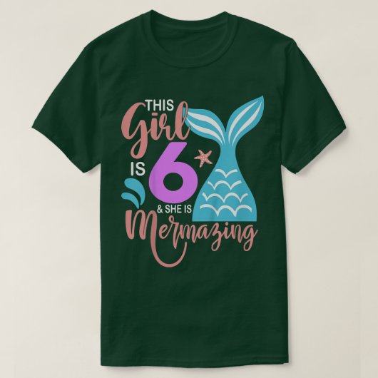 キッズ6歳ガールマーメイド6thシス誕生日Si Tシャツ (デザイン正面)