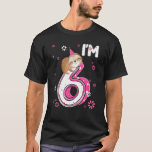 キッズ6歳スロース6誕生日ガールパーティーアニメーション Tシャツ