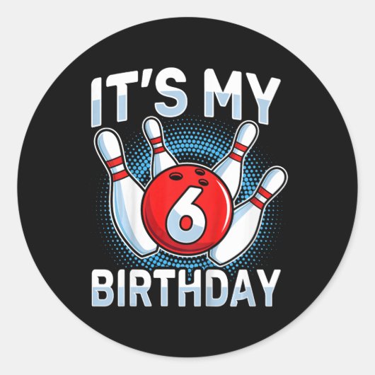 キッズ6歳ボーリング6th誕生日パーティボーイズG ラウンドシール (正面)