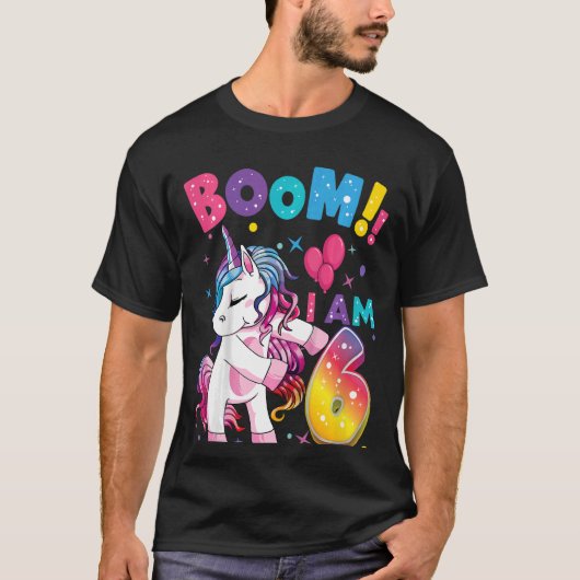 キッズ6歳ユニコーンフロッシング6誕生日ギル Tシャツ (正面)