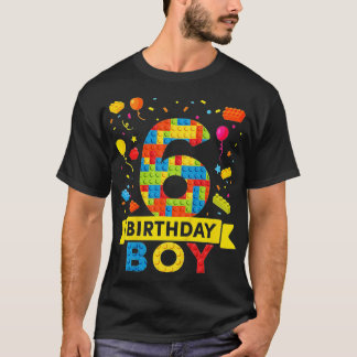 キッズ6歳建物ブロック6th誕生日少年 tシャツ