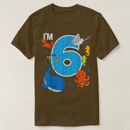 キッズ6歳誕生日ホエールフィッシュ海ボーイズ  Tシャツ (デザイン正面)