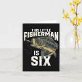 キッズ6歳魚釣り誕生日パーティー漁師6 カード (黄色い花)