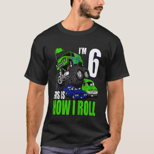 キッズ6歳6誕生日モンスタートラックボーイズ Tシャツ