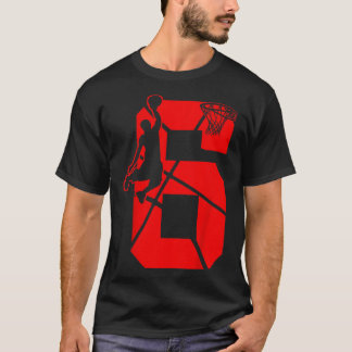 キッズ6歳6thバスケットボール誕生日PartyTheme Tシャツ