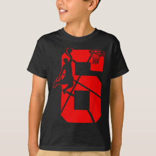 キッズ6歳6thバスケットボール誕生日PartyTheme Tシャツ