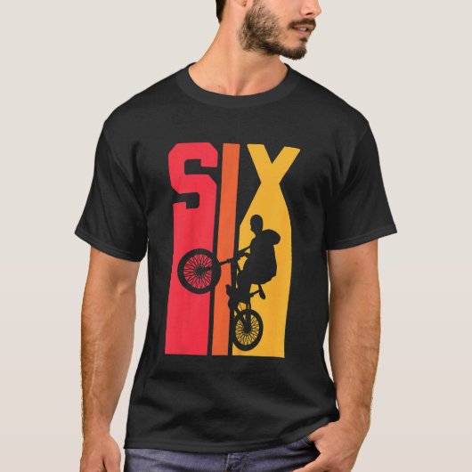 キッズ6歳Bmx誕生日P Yボーイズダートサイクリング Tシャツ (正面)
