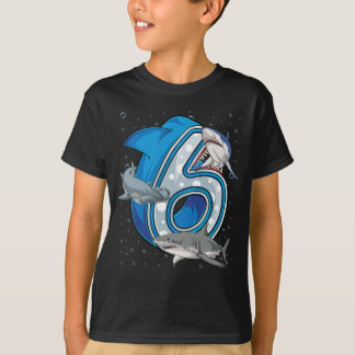 キッズ6誕生日ボーイズ6歳シャーク海 Tシャツ