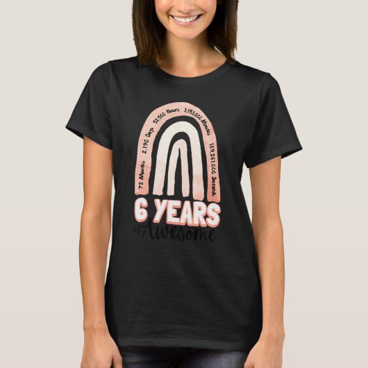 キッズ6th誕生日6歳72ヶ月レインボーパ tシャツ (正面)