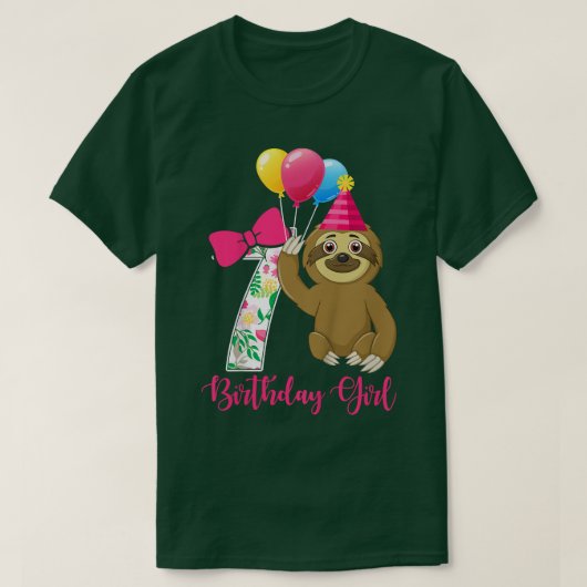 キッズ7歳かわいいカッコいいナマケモノ風船第7誕生 Tシャツ (デザイン正面)