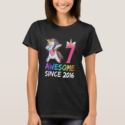 キッズ7歳の女の子10代ダビングUnicorn 7th B Tシャツ (正面)