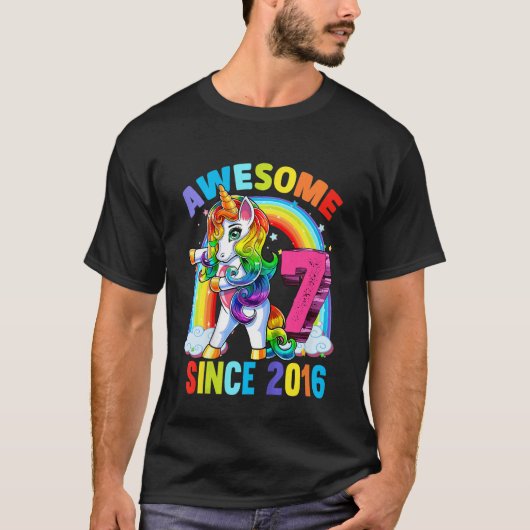 キッズ7歳の女の子10代ダビングUnicorn 7th B Tシャツ (正面)